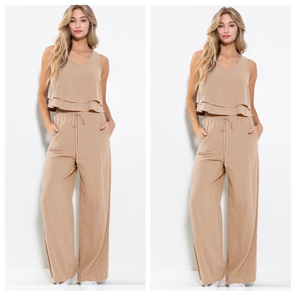 ShopEvelynne Pants - 29 Linen Sleeveless Top and Pants Set